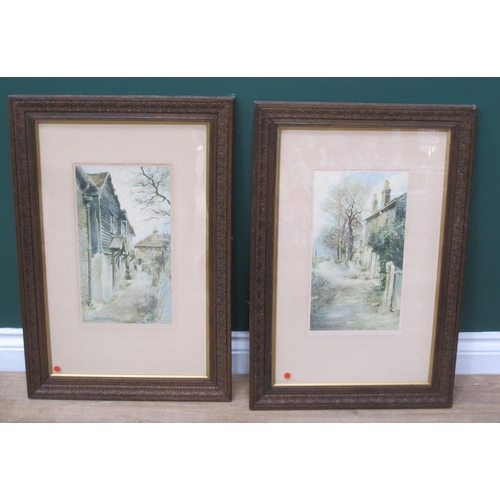 411 - HARVEY. A street scene with figures, signed and dated 99, watercolour, 14 x 12in; a sampler (faded) ... 