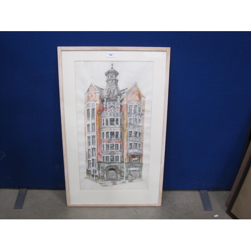 464 - ENGLISH SCHOOL. View towards a town building, Manchester, a sign above its doorway for'Joshua Hoyle,... 