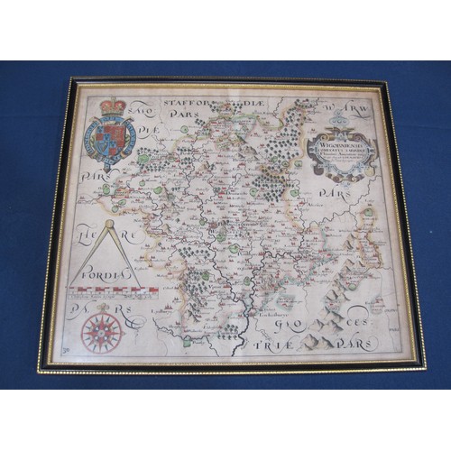 409 - CHRISTOPHER SAXTON. Wigorniensis Comitatus, engraved Map, coloured, 12 x 13in