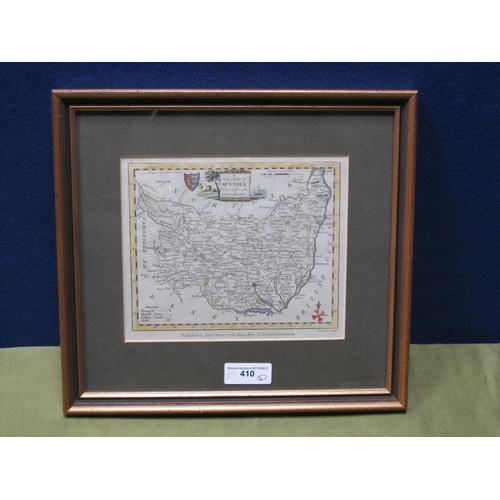 410 - ALEX HOGG, Publisher. A new Map of Suffolk, engraved Map, coloured, 6 x 8in; and a further Map depic... 