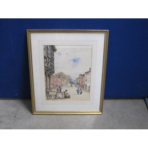 414 - C.F.L. DENING. Malmesbury, signed, watercolour, 12 x 12in; a watercolour depicting a street scene, c... 