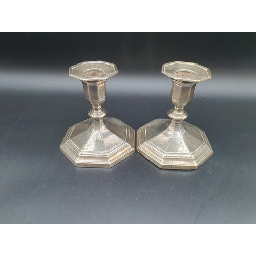 111 - A pair of Edward VII silver octagonal Candlesticks, Sheffield 1904, 4in