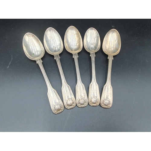 125 - A part set of Victorian silver Cutlery, fiddle thread and shell pattern engraved initials mostly Lon... 