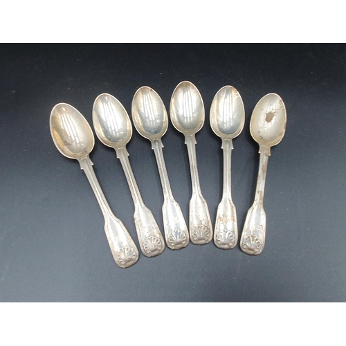 125 - A part set of Victorian silver Cutlery, fiddle thread and shell pattern engraved initials mostly Lon... 