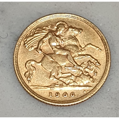 276 - Edward VII 1906 gold half Sovereign