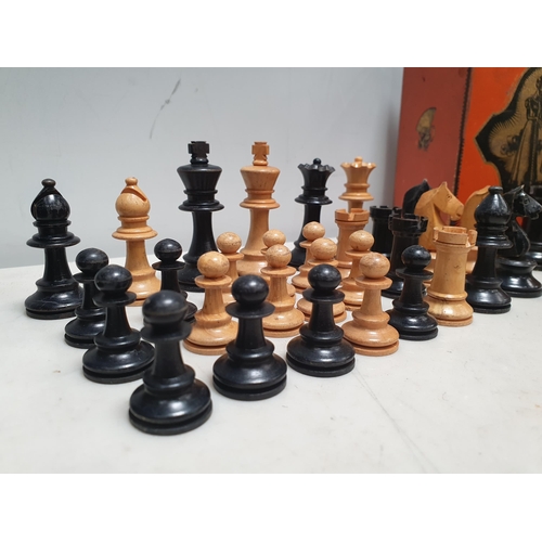 333 - A Staunton style boxwood Chess Set (lacking one pawn) and another boxwood Chess Set, both in tins