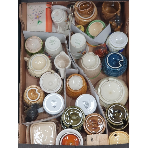 343 - Three Boxes including a collection of Honey Pots, various Mugs, Tureen etc