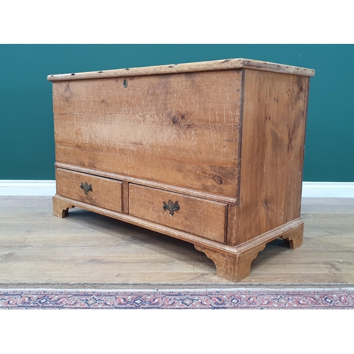 35 - A 19th Century pine Mule Chest mounted on bracket feet 3ft 8in W x 2ft 4