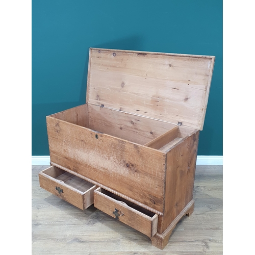 35 - A 19th Century pine Mule Chest mounted on bracket feet 3ft 8in W x 2ft 4