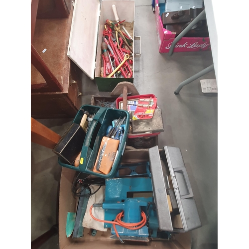 363 - Three Boxes of assorted Tools including, Planers, Spanners, Nails, Pins, etc.