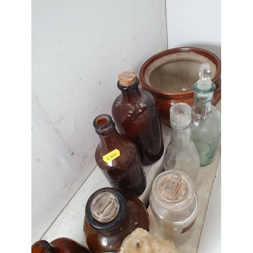 380 - A small quantity of chemist's Bottles, a pottery Bowl, Measures etc