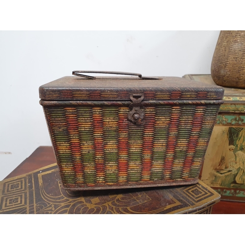 385 - A selection of decorative Tins including a Huntley & Palmer Biscuit Tin in the form of a globe, anot... 