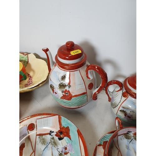 397 - A 20th Century satsuma style part Coffee Set, a selection of Carlton ware Dishes, etc