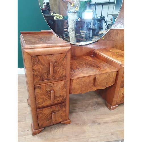 461 - An Art Deco walnut veneered Bedroom Suite comprising Dressing Chest, pair of Bedside Chests and a do... 