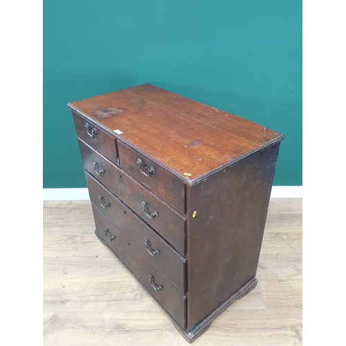 471 - A 19th Century oak Chest of two short and three long drawers 3ft 2in W x 3ft 1in H