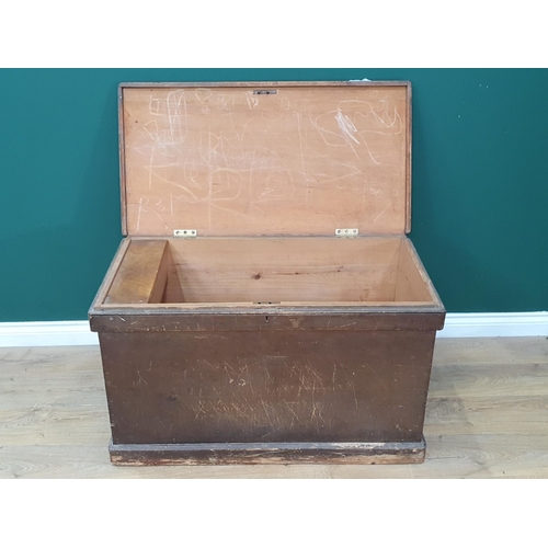 472 - A painted pine Blanket Box with interior candle box, 1ft 11