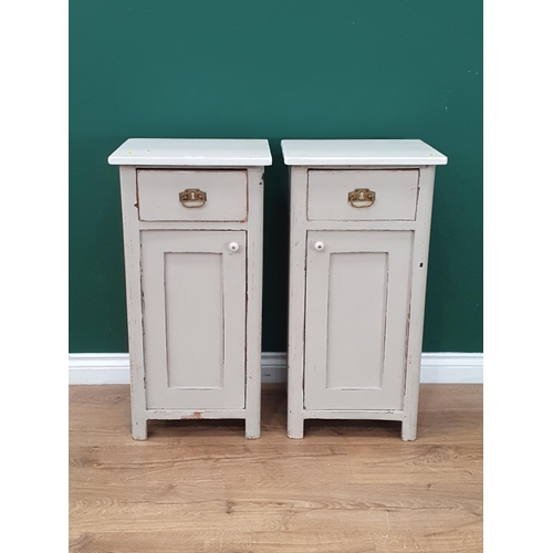 475 - A pair of white painted Bedside Cupboards fitted frieze drawer 2ft 7in H x 1ft 4in W