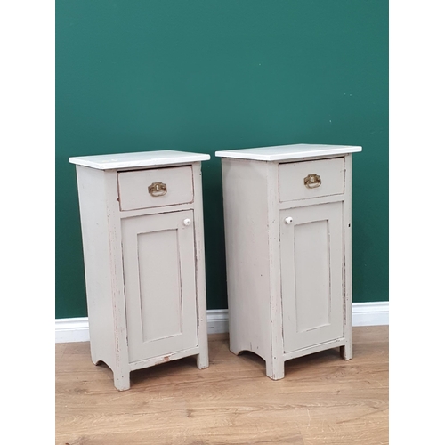 475 - A pair of white painted Bedside Cupboards fitted frieze drawer 2ft 7in H x 1ft 4in W