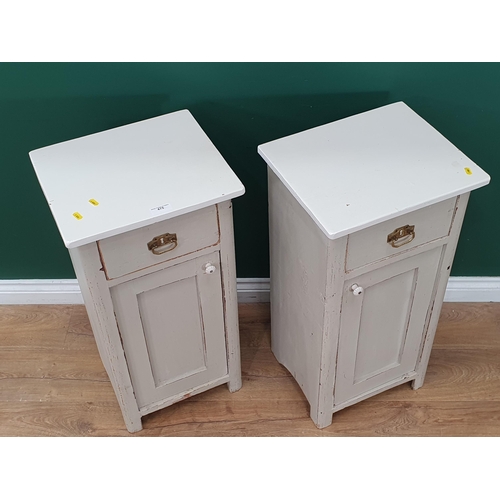 475 - A pair of white painted Bedside Cupboards fitted frieze drawer 2ft 7in H x 1ft 4in W