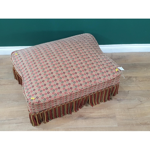 477 - A Footstool with peach fabric on turned supports 2ft 9in W x 1ft H