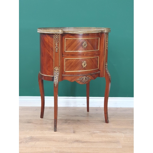 480 - A French style mahogany veneered kidney shaped Side Cabinet with polished stone top and gilded brass... 