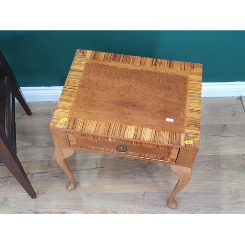 485 - An Arts and Crafts style square Occasional Table A/F and a reproduction side Table fitted single dra... 