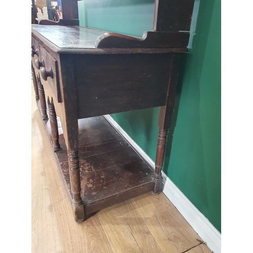 490 - A 19th Century Welsh Dresser with open rack fitted three drawers to pot board base 6ft 9in H x 5ft 1... 