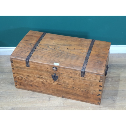 53 - A 19th Century iron bound camphor wood silver Chest with carrying handles, 2ft 9in wide