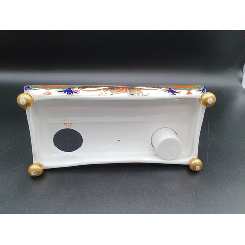 54 - A 19th Century Spode rectangular Inkstand painted Imari pattern in blue, iron red, green and gilt ra... 