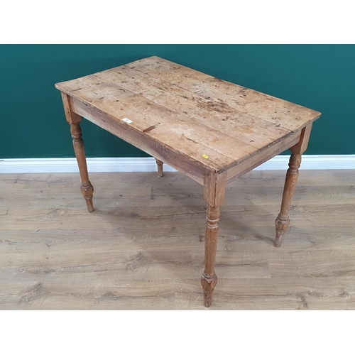 542 - A small Pine Table on turned supports, 2ft 6