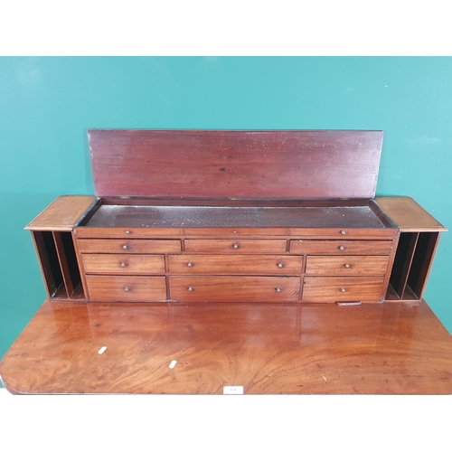 554 - A mahogany made up Bonheur de Jour, the top with twelve fitted drawers, on d-end base, on square tap... 