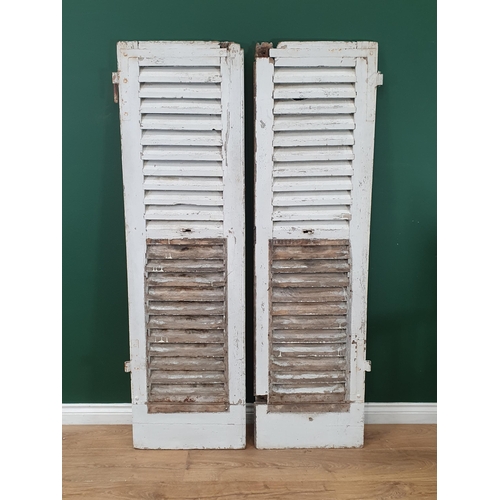 567 - A pair of French painted Wooden Shutters, 5ft 7