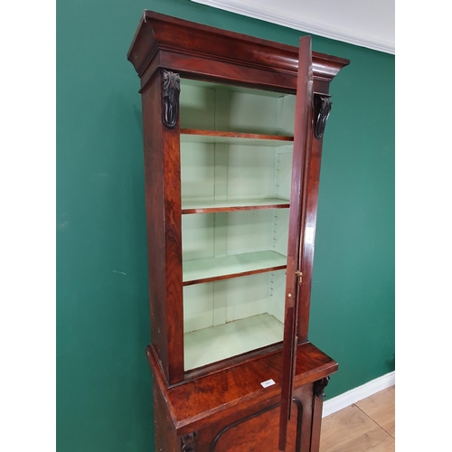 574 - A Victorian walnut Bookcase fitted glazed door to upper section 6ft 6in H x 2ft 1in W