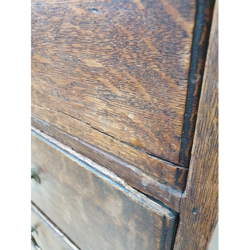 577 - A Georgian oak Chest of two short and three long drawers on ogee feet 3ft 4in W x 3ft 1in H