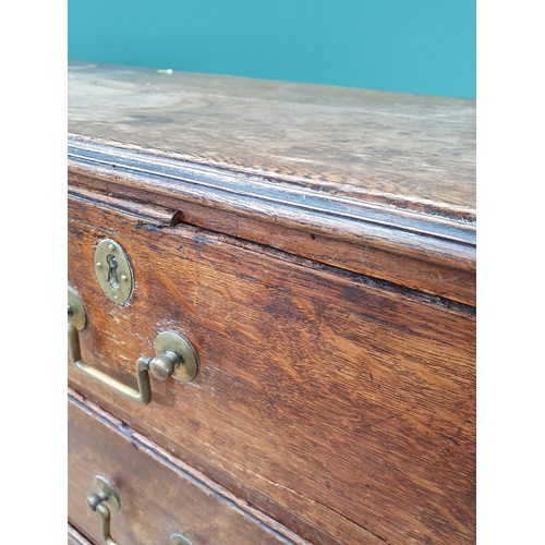 577 - A Georgian oak Chest of two short and three long drawers on ogee feet 3ft 4in W x 3ft 1in H