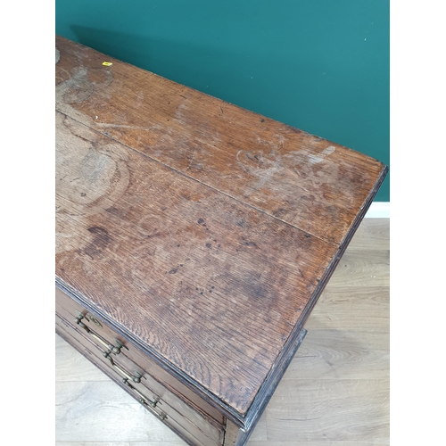 577 - A Georgian oak Chest of two short and three long drawers on ogee feet 3ft 4in W x 3ft 1in H