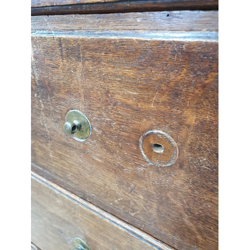 577 - A Georgian oak Chest of two short and three long drawers on ogee feet 3ft 4in W x 3ft 1in H