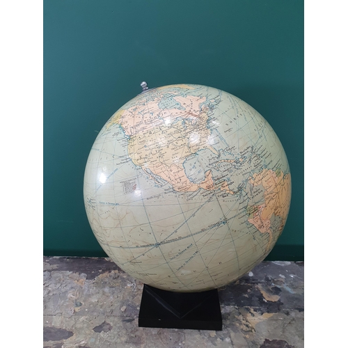 582 - A Philip's 19 INCH Terrestrial Globe (George Philip & Son Ltd 32 Fleet Street) on black square stepp... 