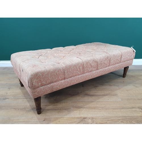 591 - A modern button upholstered Footstool on turned oak supports, A/F, 1ft 3