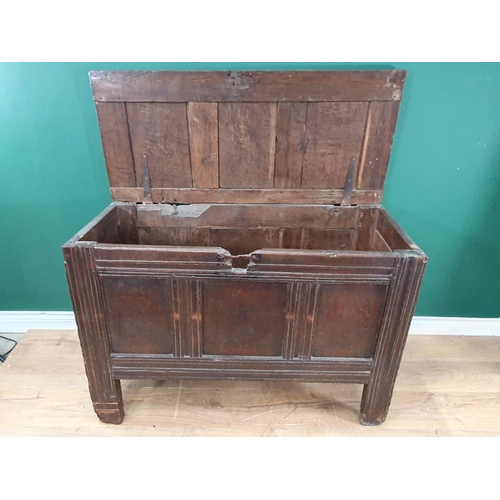 8 - An antique oak panelled Coffer A/F, 2ft 7