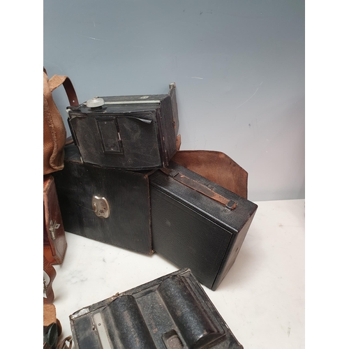 805 - A Plate Camera in fitted leather case and other old Cameras