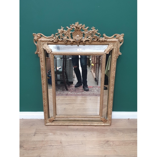 811 - A gilt framed Wall Mirror with pierced scrolled surmount, A/F, 4ft 1in H x 3ft 3in W