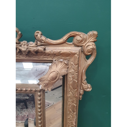 811 - A gilt framed Wall Mirror with pierced scrolled surmount, A/F, 4ft 1in H x 3ft 3in W