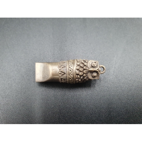 85 - A Victorian silver Thimble with rosette design, A/F, two other Thimbles, a sterling Whistle in the f... 