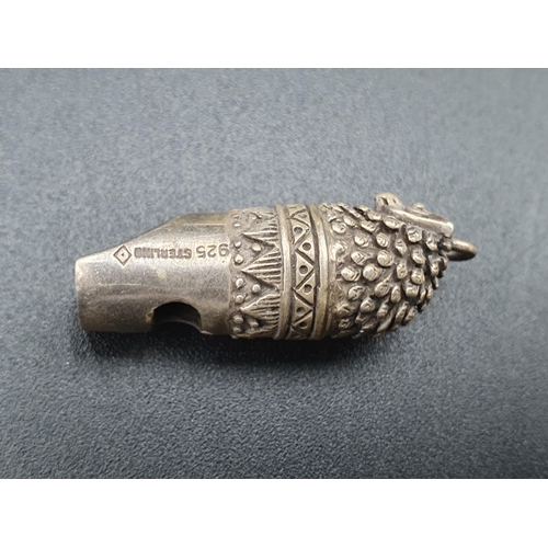 85 - A Victorian silver Thimble with rosette design, A/F, two other Thimbles, a sterling Whistle in the f... 