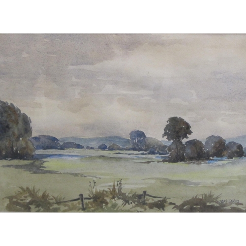 423 - TOM SYKES. A Country Landscape, watercolour, 12 x 16 in; together with two oil paintings depicting s... 