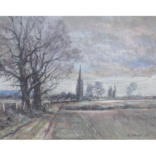 426 - RICHARD MATHER. Westhope Common, Herefordshire; and Across the Fields, Weobley, signed and dated 198... 