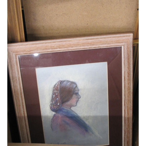 452 - DOREEN ROBERTS. A lady wearing a hat, signed, pastel, 12 1/2 x 10in; another watercolour by the same... 