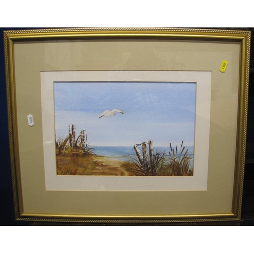 460 - ENGLISH SCHOOL.Shore view with seagull, watercolour, 8 x 10 1/2 in; together with a selection of mis... 