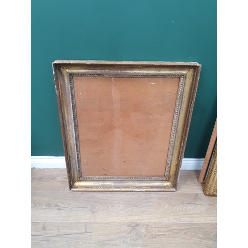 814 - A 19th Century gilt Picture Frame, 32 x 27in, a modern framed Mirror with Oriental character marks, ... 